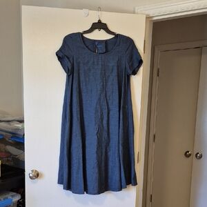 Yuvita 6710 A Linen Dress, Small – 100% Linen, Blue (Denim)